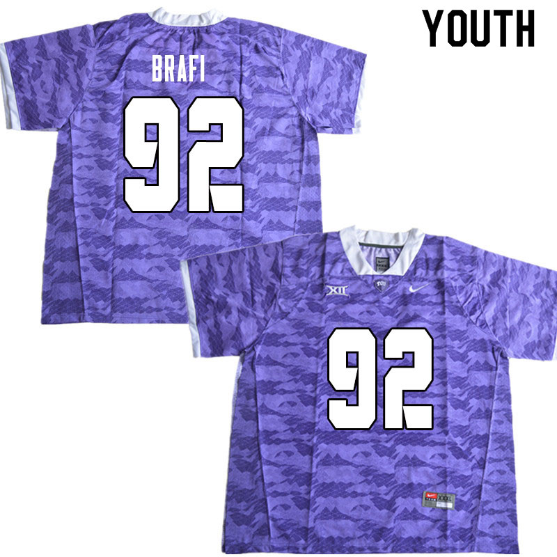 Youth #92 Benedict Brafi TCU Horned Frogs College Football Jerseys Sale-Limited Purple